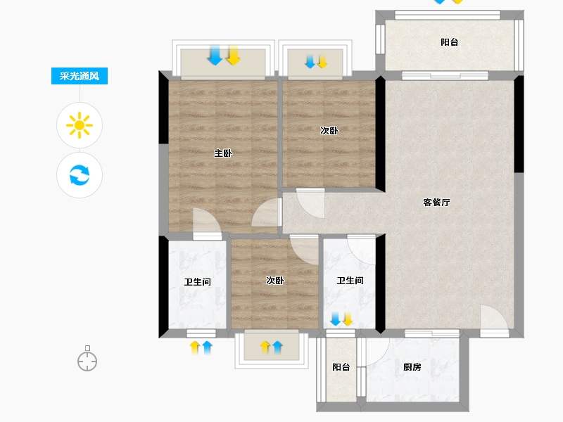 广东省-清远市-城市花园-79.55-户型库-采光通风