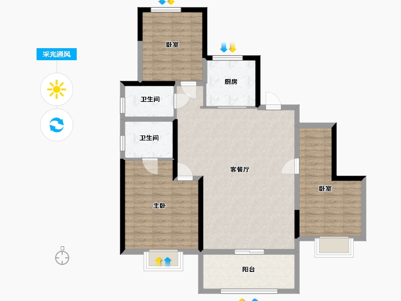 山西省-长治市-融汇中央城-104.00-户型库-采光通风