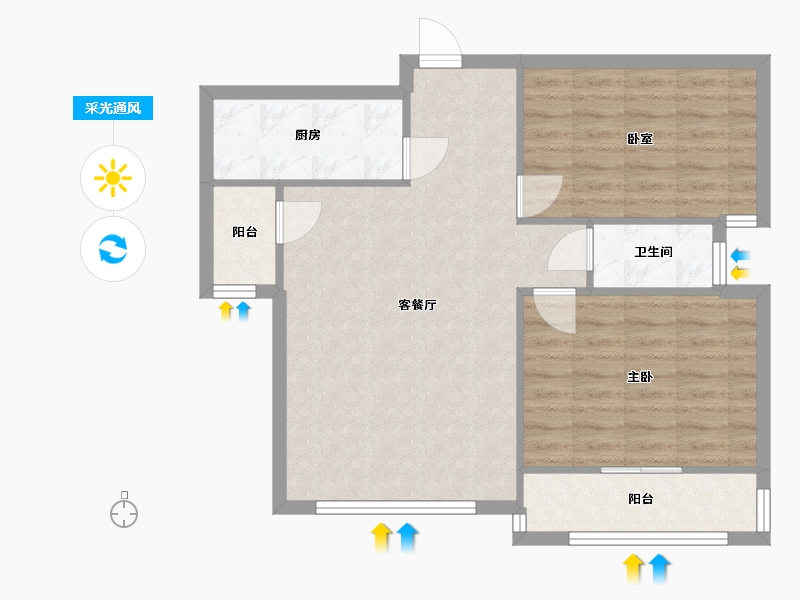 江西省-吉安市-凯旋华府-73.36-户型库-采光通风