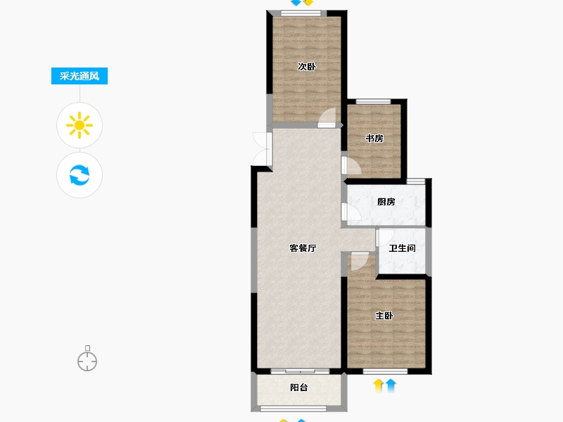 山西省-吕梁市-清熙嘉苑-93.02-户型库-采光通风