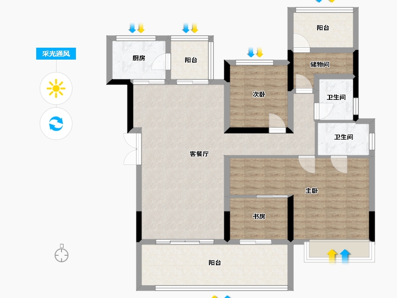 贵州省-遵义市-中建幸福家园-120.00-户型库-采光通风