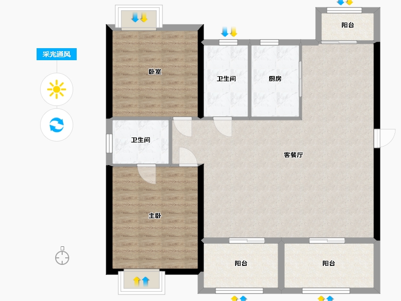 湖北省-十堰市-百强中心花园-111.02-户型库-采光通风