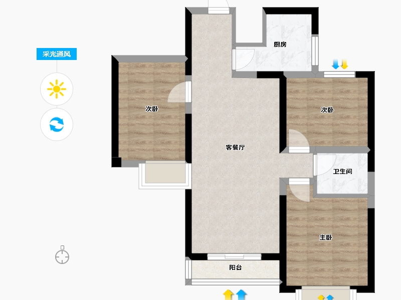 云南省-昆明市-中建龙熙壹号-73.17-户型库-采光通风