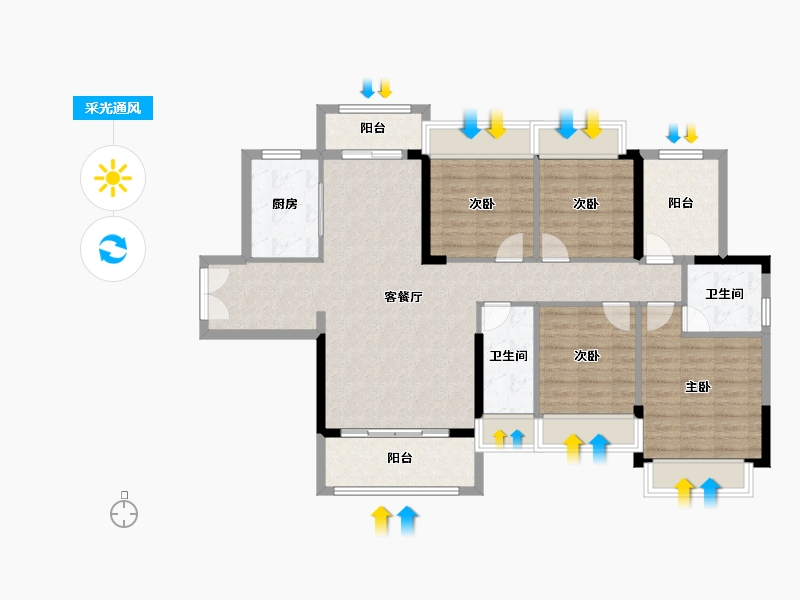 湖南省-郴州市-安仁县仁城花苑-113.47-户型库-采光通风