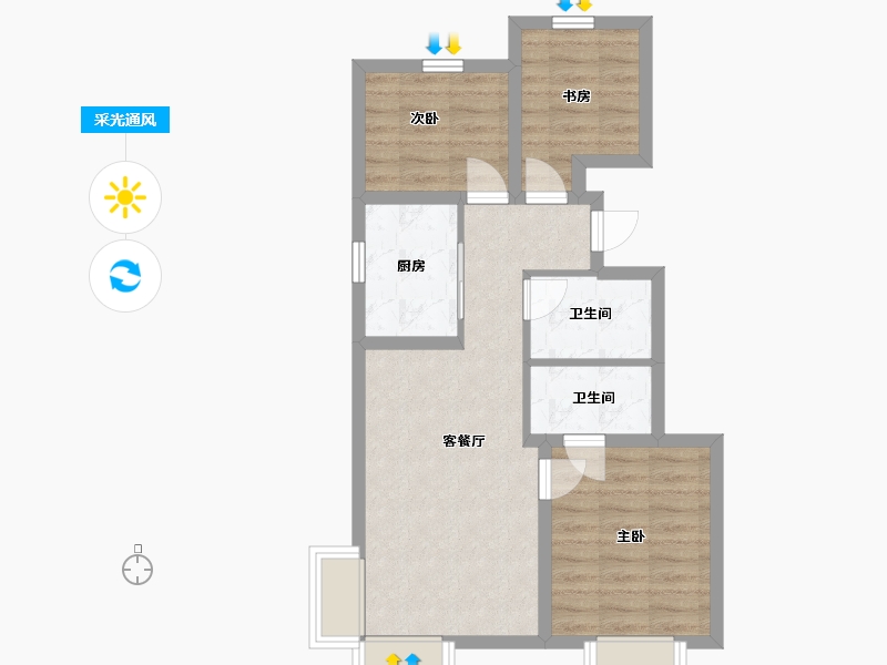 北京-北京市-和悦春风-68.80-户型库-采光通风