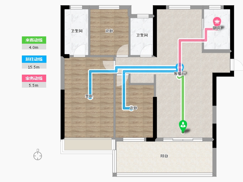 湖北省-仙桃市-朝阳丽景-101.73-户型库-动静线