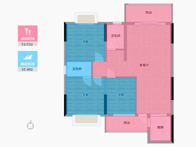 湖南省-郴州市-乾通时代广场-89.10-户型库-动静分区