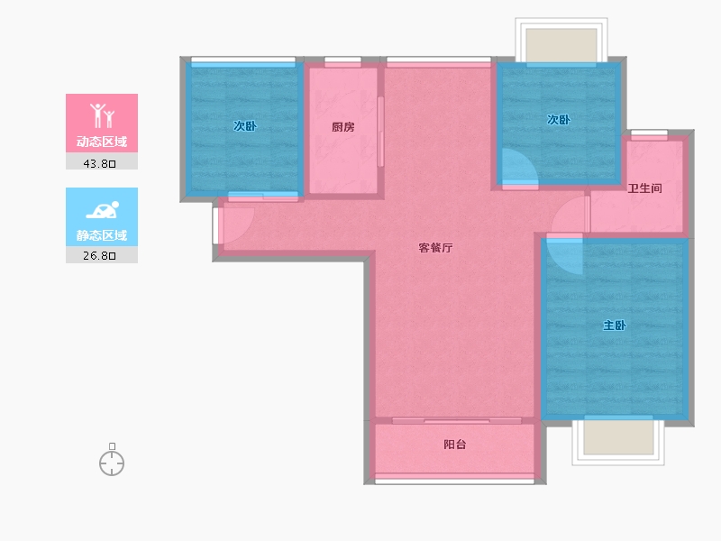 江苏省-苏州市-华辰嘉园-北区-72.47-户型库-动静分区