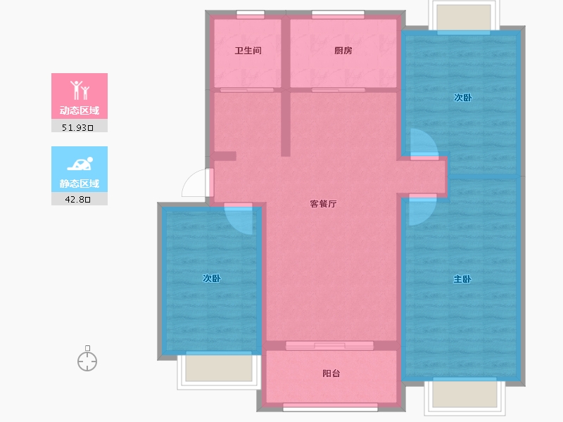 河南省-南阳市-美钻公寓-84.00-户型库-动静分区