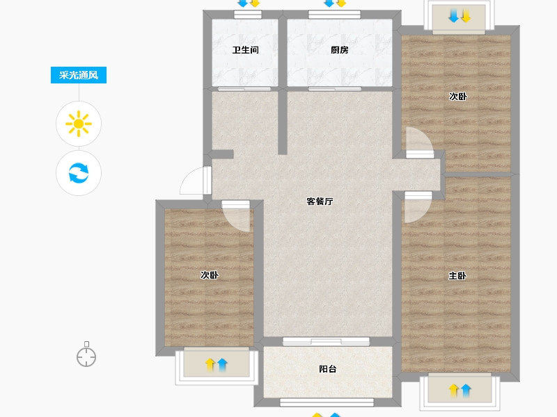 河南省-南阳市-美钻公寓-84.00-户型库-采光通风