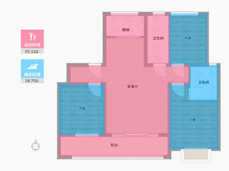 山东省-菏泽市-万城蓝钻庄园-83.62-户型库-动静分区