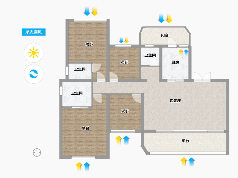 四川省-眉山市-永兴铂金云廷-126.24-户型库-采光通风