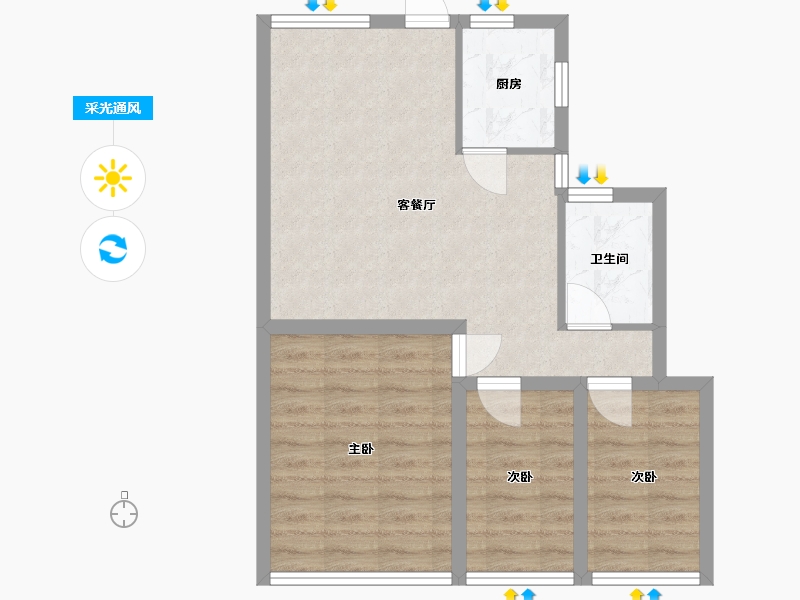 广东省-深圳市-南天二花园-60.80-户型库-采光通风