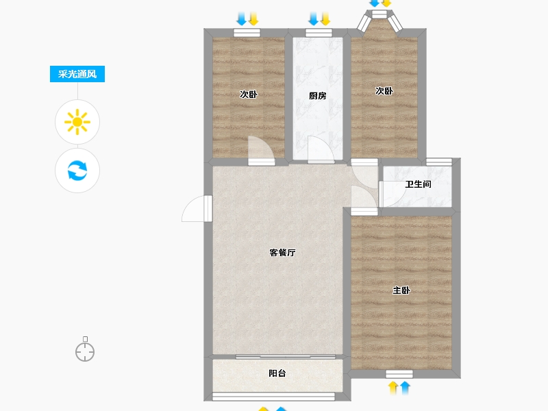 广东省-深圳市-新洲苑-64.89-户型库-采光通风