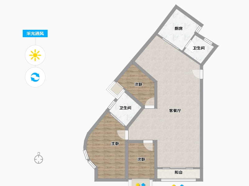 广东省-深圳市-益田花园豪园居-86.62-户型库-采光通风