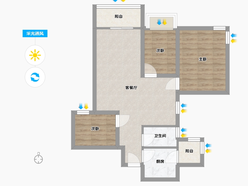 广东省-深圳市-宣嘉华庭-61.64-户型库-采光通风