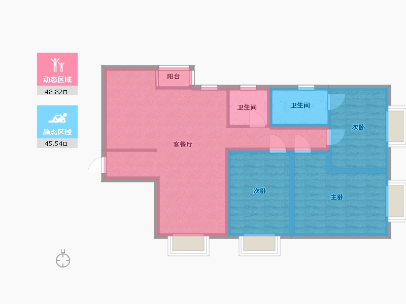 广东省-深圳市-宣嘉华庭-83.78-户型库-动静分区