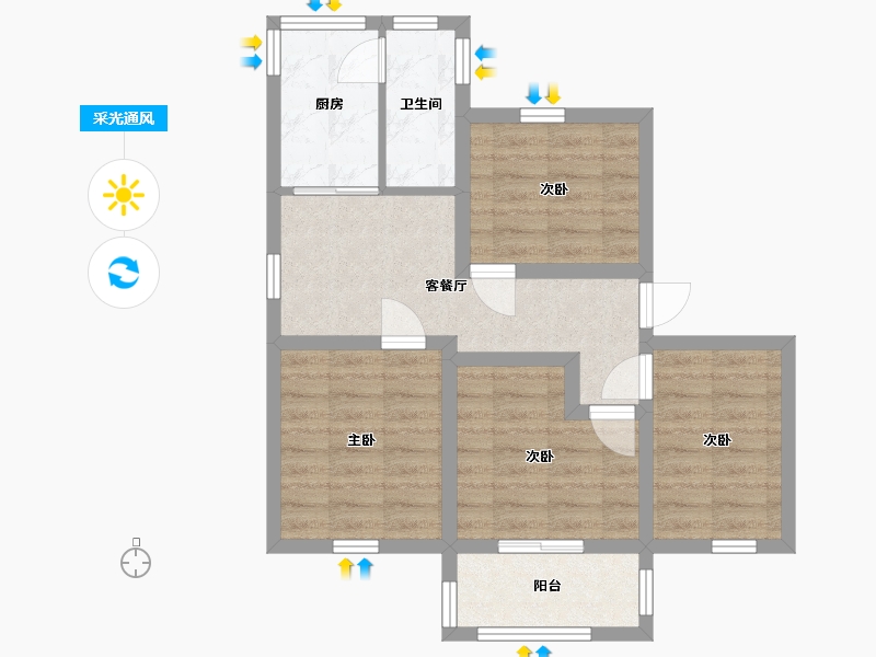 广东省-深圳市-竹园小区(南区)-59.85-户型库-采光通风