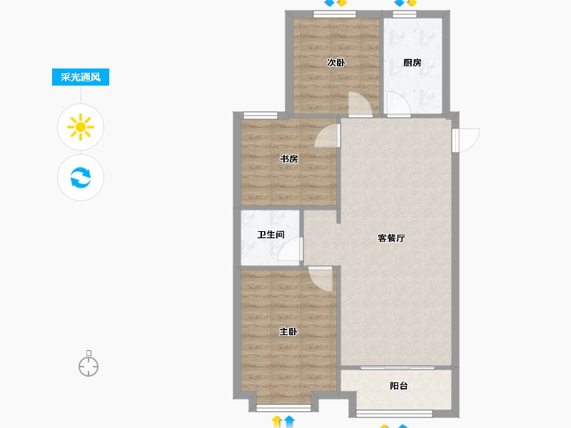 山西省-太原市-兴业西部新区-88.57-户型库-采光通风