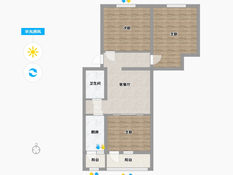 北京-北京市-玉桥南里-73.94-户型库-采光通风