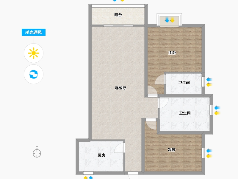 广东省-深圳市-益田花园豪园居-103.93-户型库-采光通风