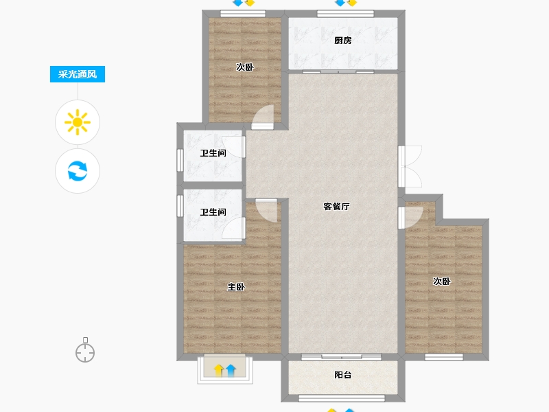 河北省-邢台市-东方御园-104.00-户型库-采光通风