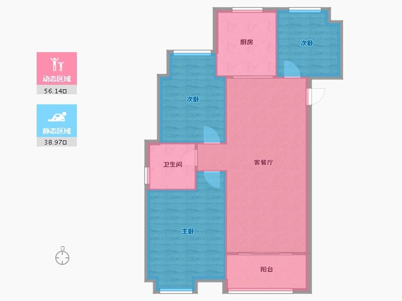 江苏省-无锡市-江阴天安数码城-83.72-户型库-动静分区