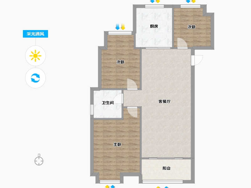 江苏省-无锡市-江阴天安数码城-83.72-户型库-采光通风