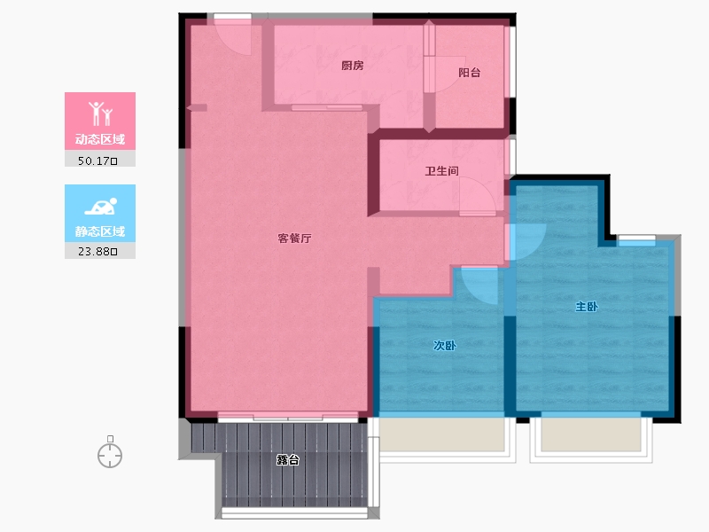 四川省-成都市-万科金域西岭-72.80-户型库-动静分区