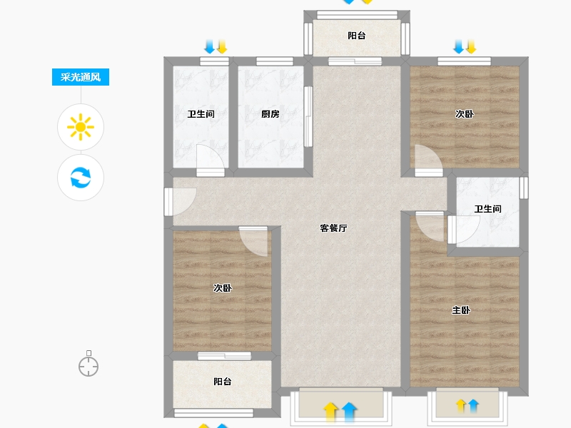 山西省-晋中市-晋中通宇雅园和院项目-103.50-户型库-采光通风