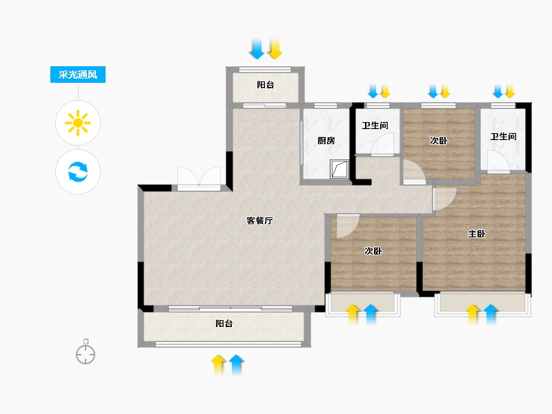 山东省-滨州市-龙山铭著-120.00-户型库-采光通风