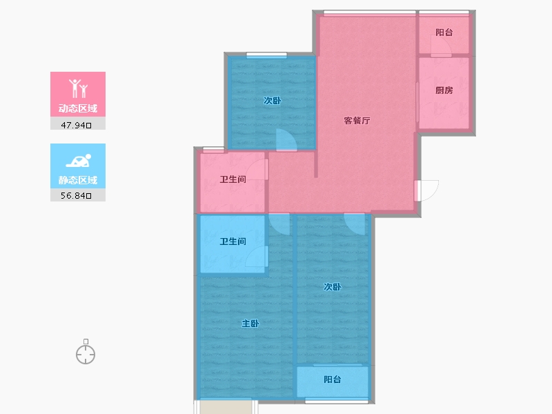 河北省-廊坊市-幸福城郎园-98.40-户型库-动静分区