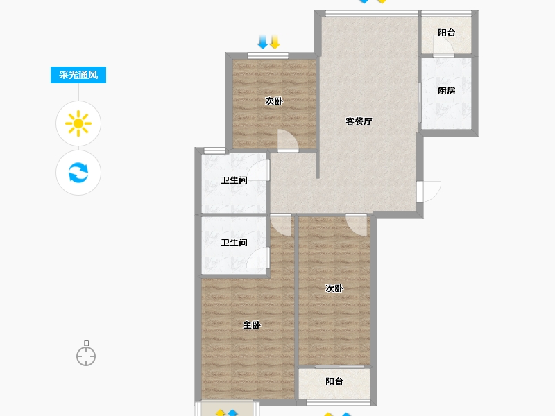 河北省-廊坊市-幸福城郎园-98.40-户型库-采光通风