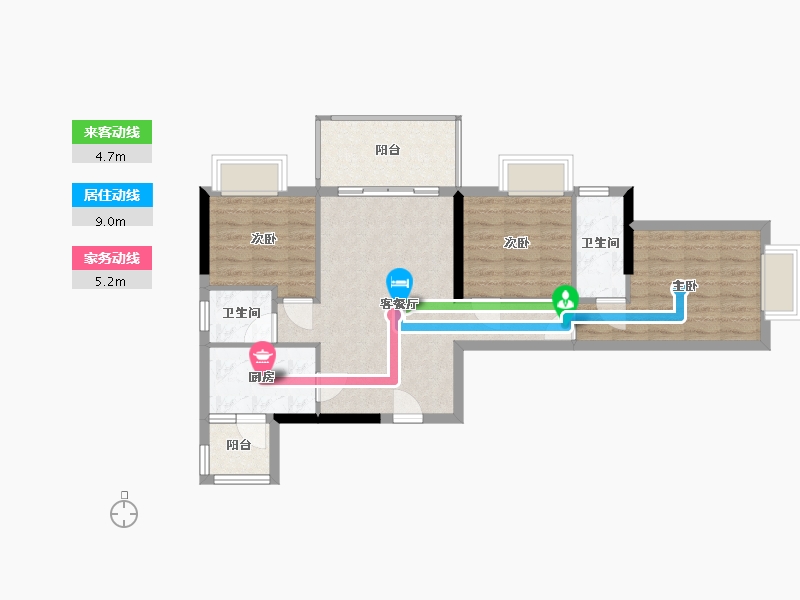 广东省-肇庆市-江畔雅轩07户型-75.20-户型库-动静线