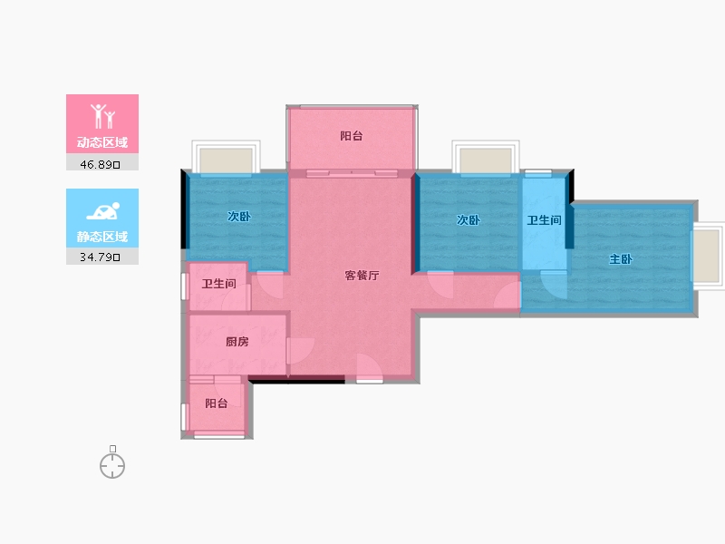 广东省-肇庆市-江畔雅轩07户型-75.20-户型库-动静分区