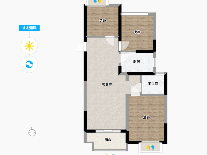 江苏省-苏州市-观澜四季佳苑北区-70.00-户型库-采光通风