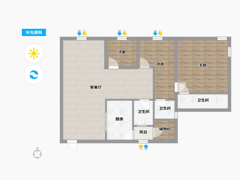 广东省-深圳市-东海花园（一期）-88.42-户型库-采光通风