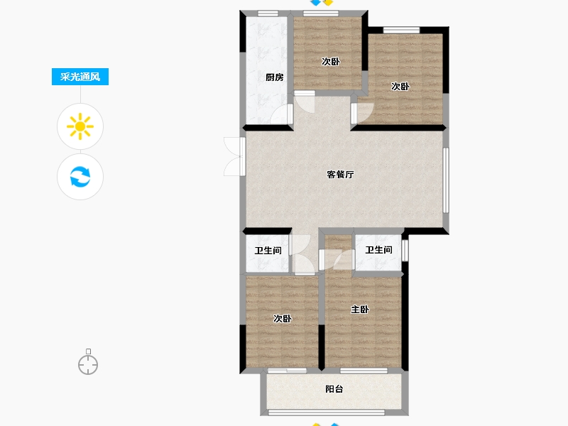 山东省-临沂市-翡翠花漾-109.90-户型库-采光通风