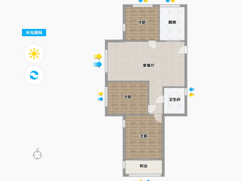 江苏省-泰州市-美好易居城领域-90.00-户型库-采光通风