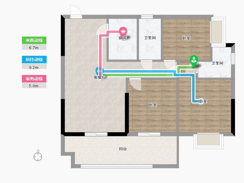 广东省-肇庆市-江畔雅轩02户型-97.64-户型库-动静线