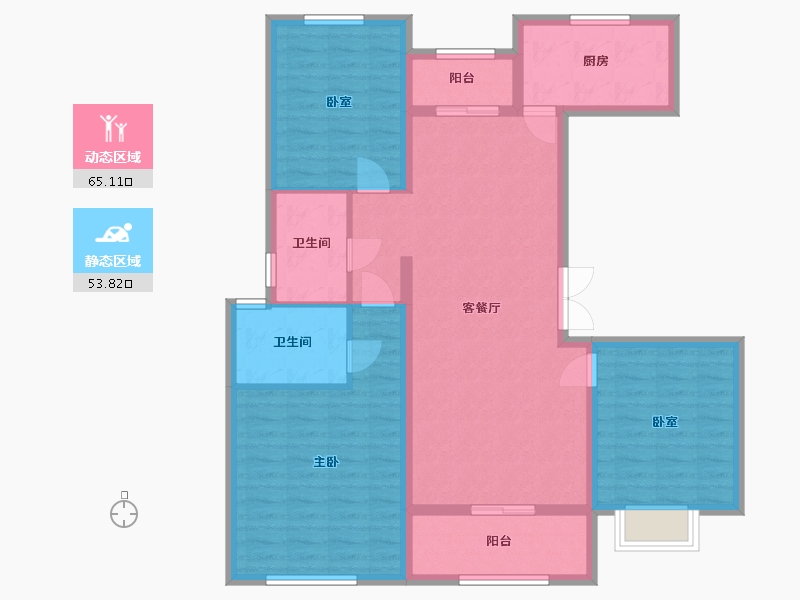 河南省-安阳市-嘉洲雅舍-106.40-户型库-动静分区