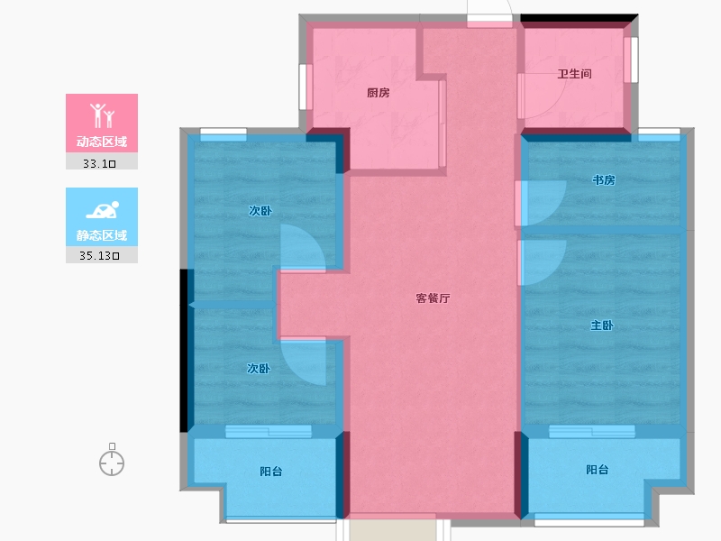 福建省-福州市-保利招商海玥公馆-65.60-户型库-动静分区