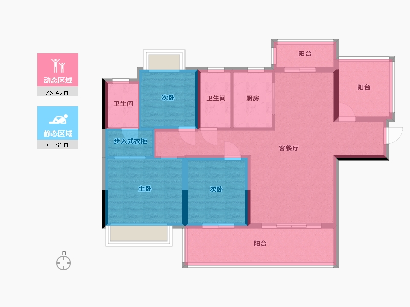 湖南省-衡阳市-万象双尊府-128.00-户型库-动静分区