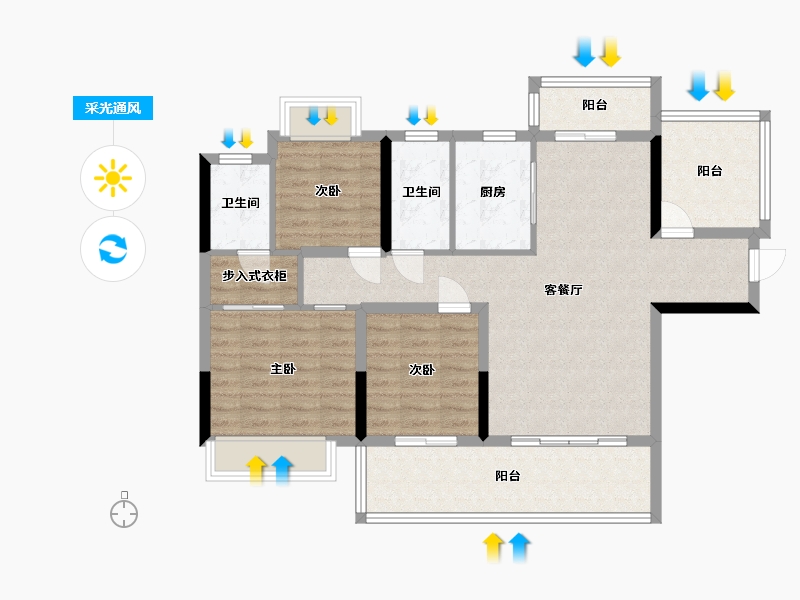 湖南省-衡阳市-万象双尊府-128.00-户型库-采光通风