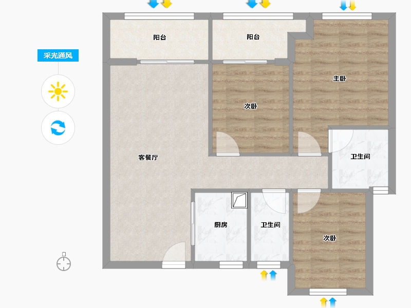 福建省-福州市-建发双玺书香府-80.00-户型库-采光通风