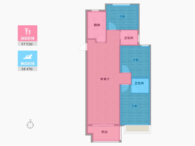 河南省-鹤壁市-偕创富华苑-86.38-户型库-动静分区