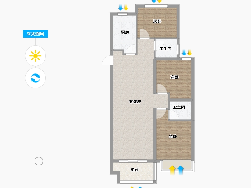 河南省-鹤壁市-偕创富华苑-86.38-户型库-采光通风