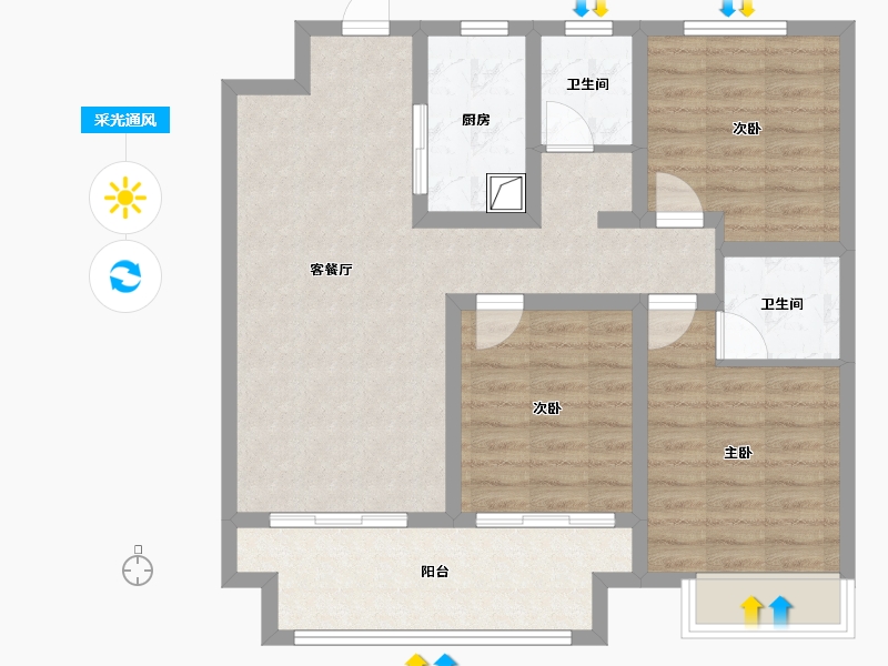 河南省-鹤壁市-偕创富华苑-84.29-户型库-采光通风