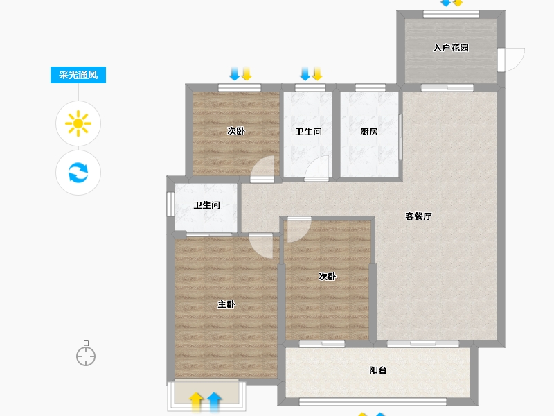 湖北省-咸宁市-崇阳壹号院-102.21-户型库-采光通风