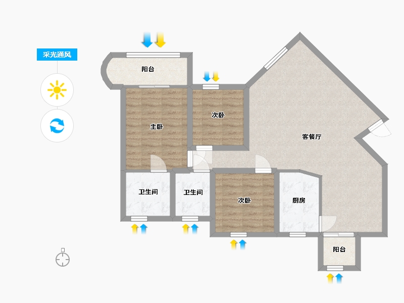 广东省-深圳市-中海华庭-88.40-户型库-采光通风